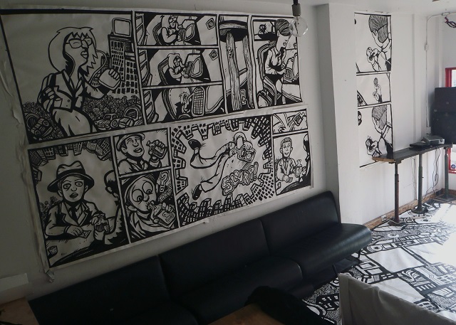 cartoon murals, comic book artwork