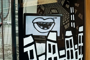 cartoon murals,video art