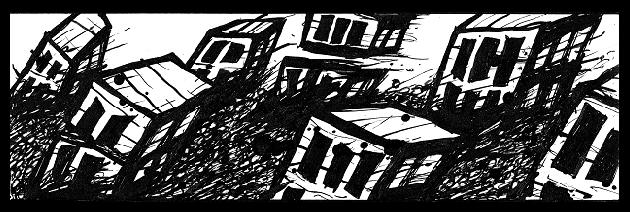 comic city,drawings,Canadian,art,monster,comics,black,white,pen,ink