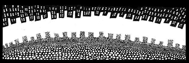 comic city,drawings,Canadian,art,monster,comics,black,white,pen,ink