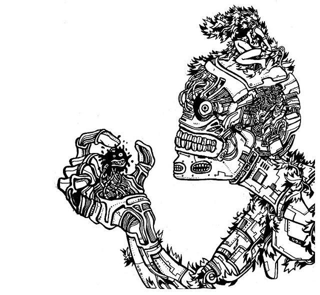 robot art drawing