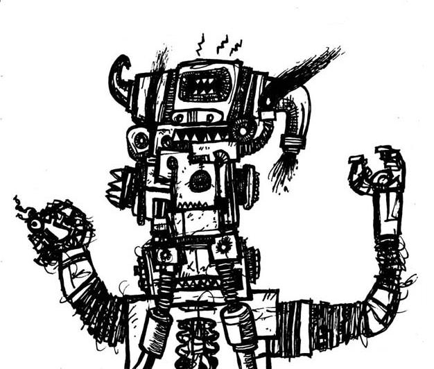 robot doodle,comics,weird,art,canadian,alternative,pen,ink,galleries,monsters,science fiction