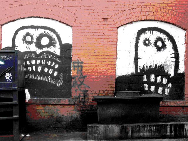 scary faces, zombie, murals