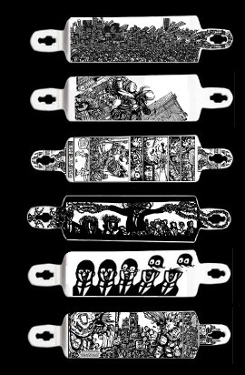 monster drawings, skateboards, longboards