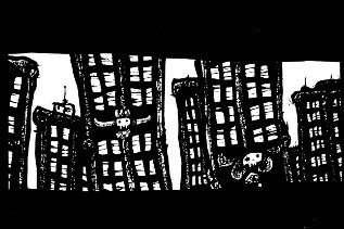 New York Drawings,pen and ink artwork, gothic, skull New York Drawings,pen and ink artwork, gothic, skull